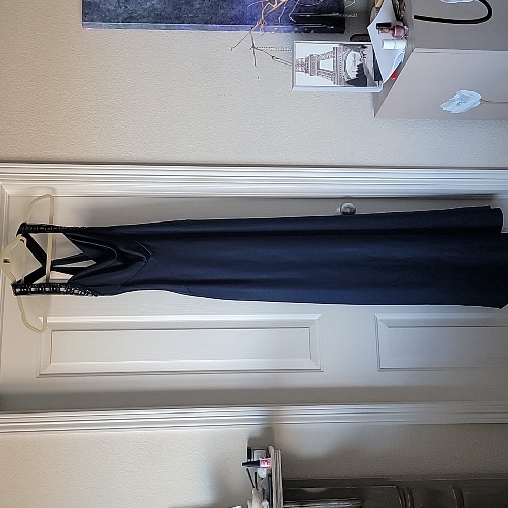 Navy Formal Gown with Low Back
